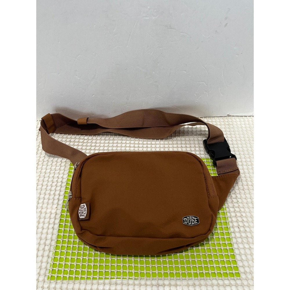 Hey Dude Belt Bag Brown Nylon Waist Pack Fanny Pack Adjustable Crossbody EUC